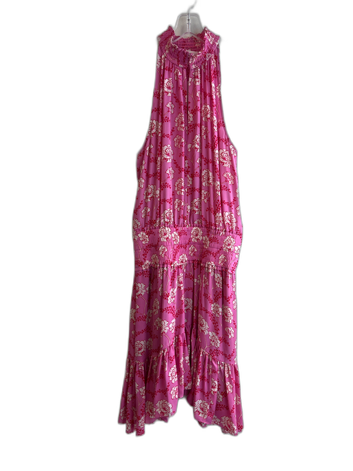 A.L.C. Size 10 Pink, Red & White Silk floral print Sleeveless V Neck Dress Pink, Red & White / 10