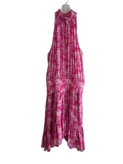 A.L.C. Size 10 Pink, Red & White Silk floral print Sleeveless V Neck Dress Pink, Red & White / 10