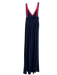 Trina Turk Size Large Navy Viscose Sleeveless V Neck Trim Maxi Dress Navy / Large