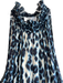 A.L.C. Size 12 Navy & Cream Silk Animal Print Sleeveless Lined V Neck Dress Navy & Cream / 12