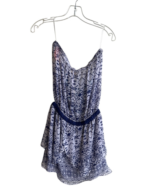 Ramy Brook Size Large Blue & White Polyester Strapless Embroidered Detail Dress Blue & White / Large
