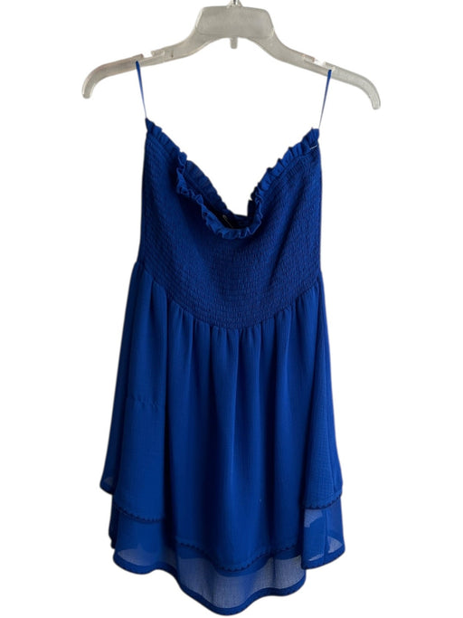 Ramy Brook Size Large Royal Blue Polyester Strapless Ruffle Detail Tiered Dress Royal Blue / Large