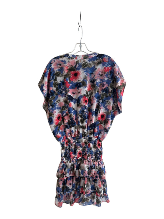 Misa Size XL Red, Blue & Multi Polyester Floral Half Button Stretch Waist Dress Red, Blue & Multi / XL