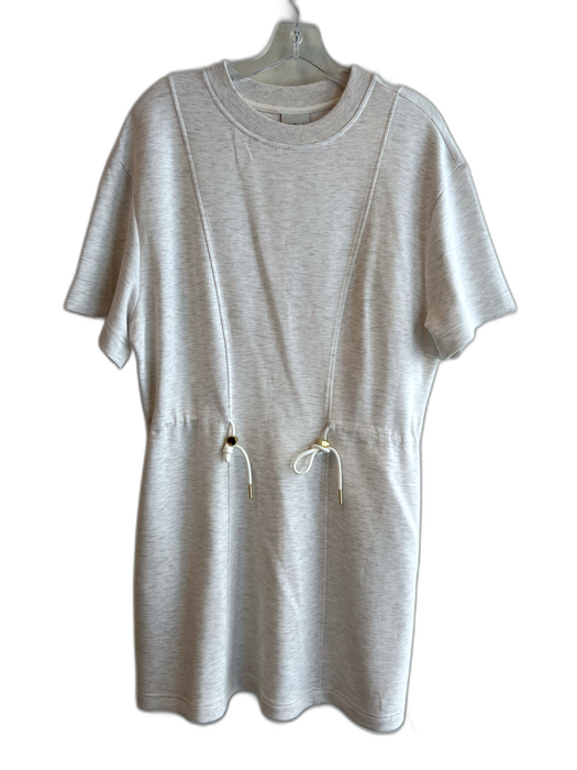 Varley Size Large Ivory Viscose Blend Heathered Short Sleeve Pull at Waist Dress Ivory / Large