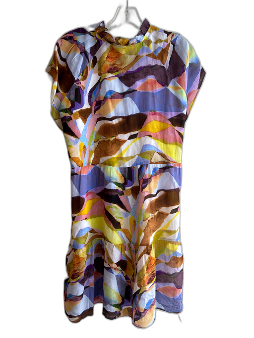 Marie Oliver Size 1 Yellow, Blue, Multi Rayon & Silk Abstract Print Dress Yellow, Blue, Multi / 1
