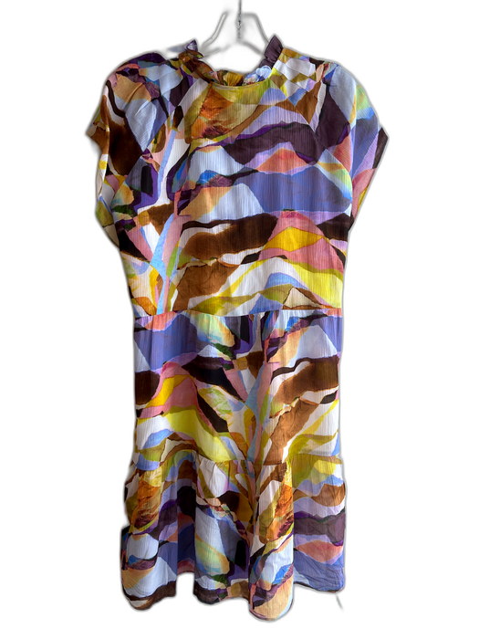 Marie Oliver Size 1 Yellow, Blue, Multi Rayon & Silk Abstract Print Dress Yellow, Blue, Multi / 1