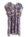 Marie Oliver Size 1 Pink, Blue & Gold Rayon & Silk Ikat Ruffle Neckline Dress Pink, Blue & Gold / 1