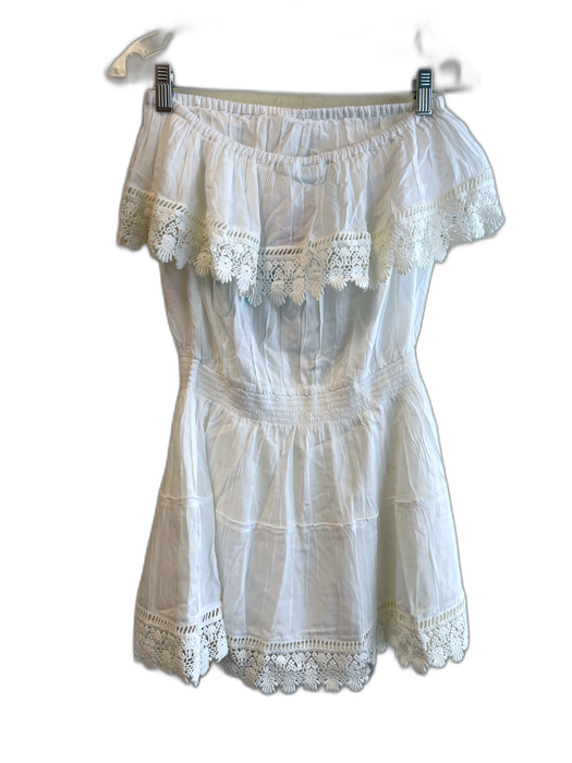 Melissa Odabash Size Large White Rayon Off Shoulder lace accent Above Knee Dress White / Large