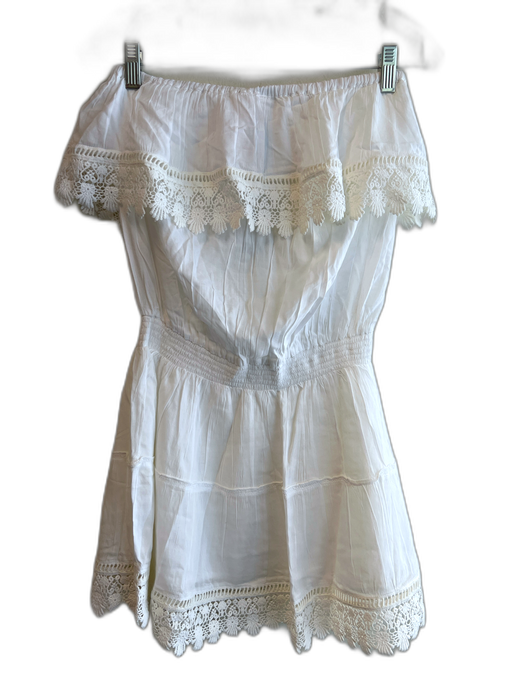 Melissa Odabash Size Large White Rayon Off Shoulder lace accent Above Knee Dress White / Large