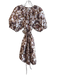 A.L.C. Size 12 White, Brown & Multi Cotton Abstract Floral Elastic Waist Dress White, Brown & Multi / 12