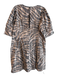 Marie Oliver Size Large Black, Tan & White Cotton All Over Print Back Zip Dress Black, Tan & White / Large