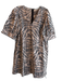 Marie Oliver Size Large Black, Tan & White Cotton All Over Print Back Zip Dress Black, Tan & White / Large