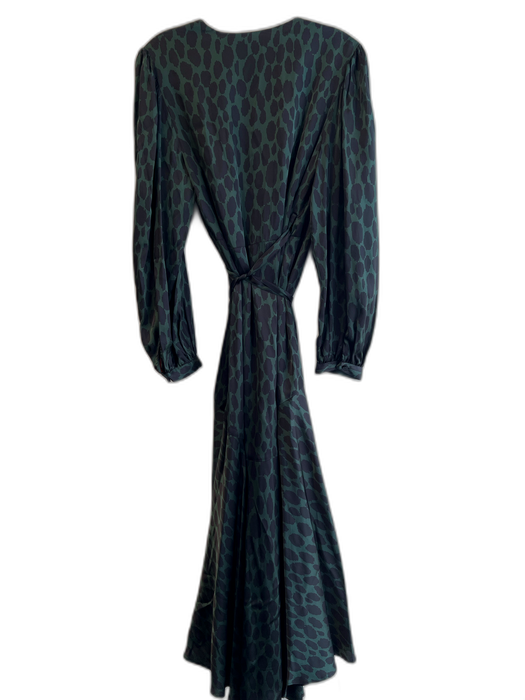 Caballero Size Medium Green & Black Viscose Animal Print Long Sleeve Dress Green & Black / Medium