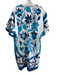 Bell Size XL Blue & White Cotton & Silk V Neck Abstract Print Short Sleeve Dress Blue & White / XL