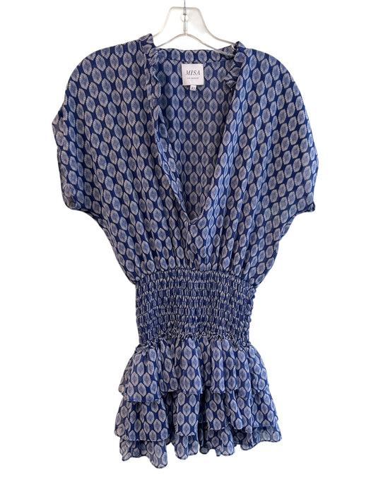 Misa Size XS Blue Polyester Short Sleeve Floral Print 3/4 Button Dress Blue / XS