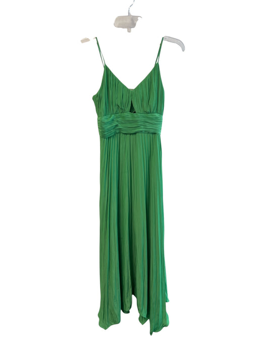 Ramy Brook Size 00 Green Polyester Spaghetti Strap solid color V Neck Dress Green / 00