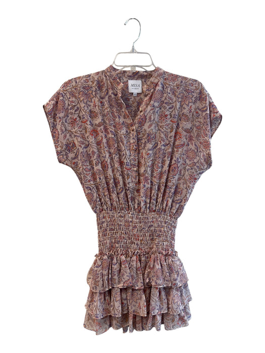 Misa Size XS Pink & Multi Polyester Short Sleeve Floral Print 3/4 Button Dress Pink & Multi / XS