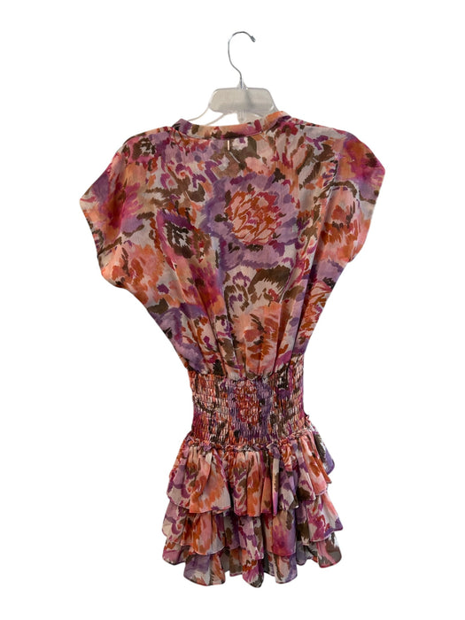 Misa Size XXS Orange pink Multi Polyester Short Sleeve Floral Print Dress Orange pink Multi / XXS