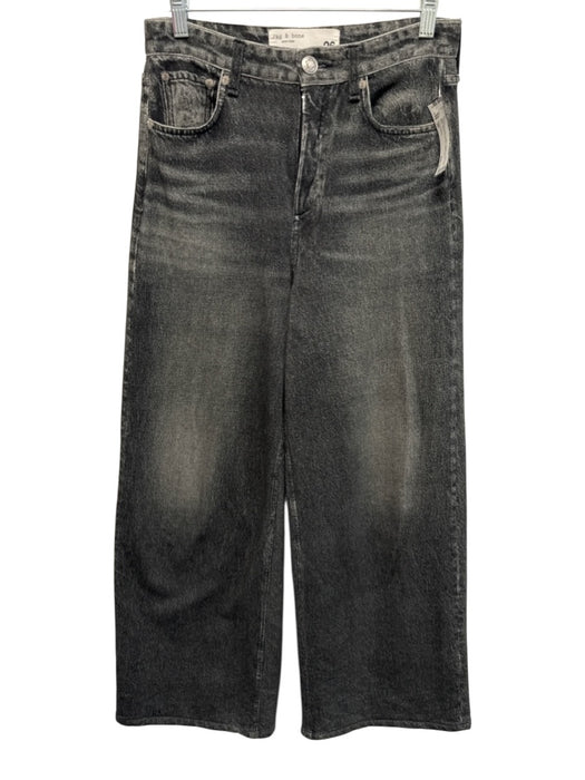 Rag & Bone Size 26 Charcoal Gray Cotton Denim Print High Rise Wide Leg Pants Charcoal Gray / 26