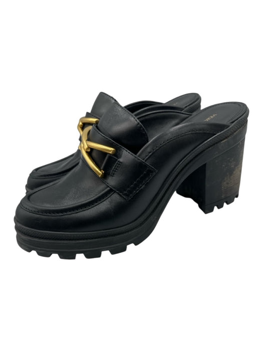 Veronica Beard Shoe Size 9 Black Leather Upper Gold Tone Details Horsebit Mules Black / 9