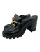 Veronica Beard Shoe Size 9 Black Leather Upper Gold Tone Details Horsebit Mules Black / 9