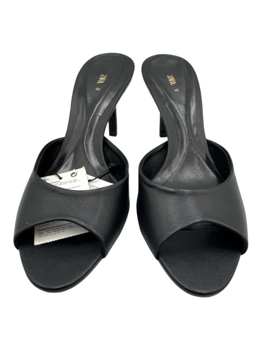Zara Shoe Size 40 Black Leather Sandal Heel Shoes Black / 40