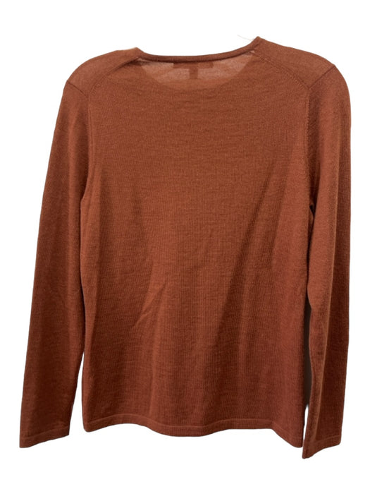 Neiman Marcus Size M Brown Cashmere Round Neck Long Sleeve Thin Knit Sweater Brown / M