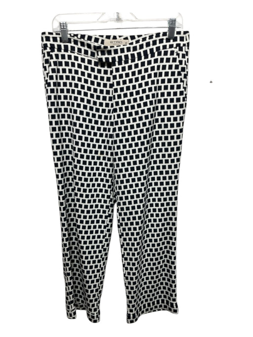 Etro Size S / 42 Navy blue & Cream Viscose Blend Zip & Hook Closure Crop Pants Navy blue & Cream / S / 42