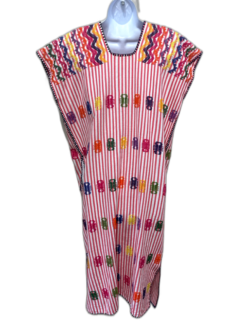 Pippa Holt Size One Size Red & Multi Cotton Sleeveless Striped Embroidered Dress Red & Multi / One Size