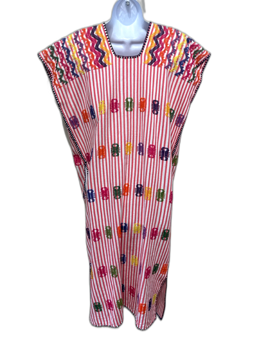 Pippa Holt Size One Size Red & Multi Cotton Sleeveless Striped Embroidered Dress Red & Multi / One Size
