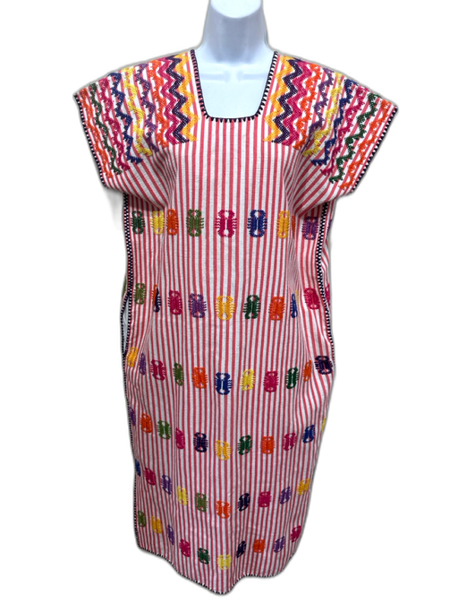 Pippa Holt Size One Size Red & Multi Cotton Sleeveless Striped Embroidered Dress Red & Multi / One Size