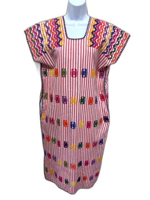 Pippa Holt Size One Size Red & Multi Cotton Sleeveless Striped Embroidered Dress Red & Multi / One Size