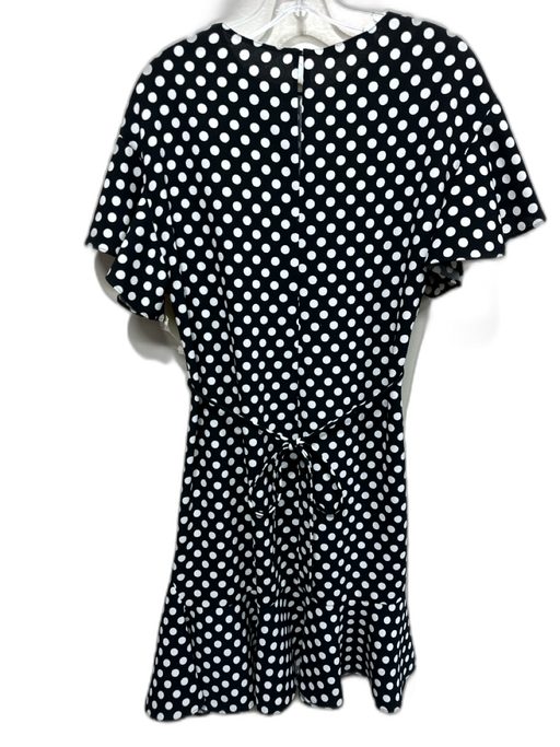 Carolina Herrera Size S Black & White Polyester Polka Dots Flare Tie Waist Dress Black & White / S