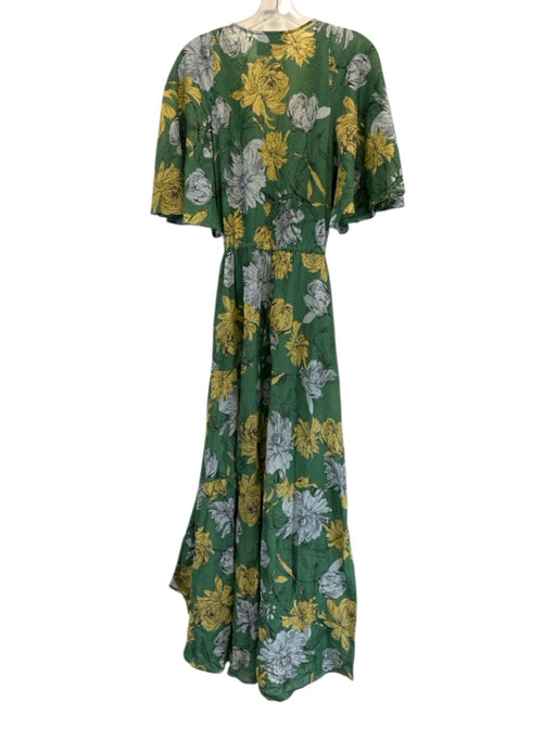 Alexis Size XL green, yellow & blue Cotton Floral 1/2 Flutter Sleeve Dress green, yellow & blue / XL