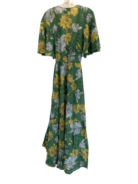 Alexis Size XL green, yellow & blue Cotton Floral 1/2 Flutter Sleeve Dress green, yellow & blue / XL