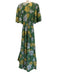 Alexis Size XL green, yellow & blue Cotton Floral 1/2 Flutter Sleeve Dress green, yellow & blue / XL