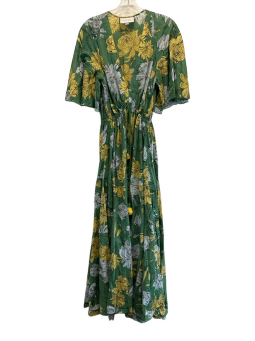 Alexis Size XL green, yellow & blue Cotton Floral 1/2 Flutter Sleeve Dress green, yellow & blue / XL