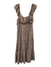 English Factory Size L Cream Beige & Purple Polyester Floral Sleeveless Dress Cream Beige & Purple / L