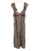 English Factory Size L Cream Beige & Purple Polyester Floral Sleeveless Dress Cream Beige & Purple / L
