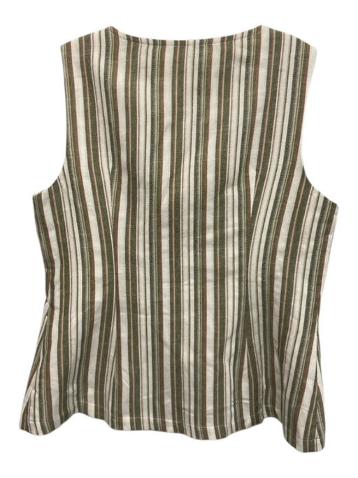 Commense Size L White, Green & Brown Cotton Blend Striped Vest Wide Leg Pant Set White, Green & Brown / L