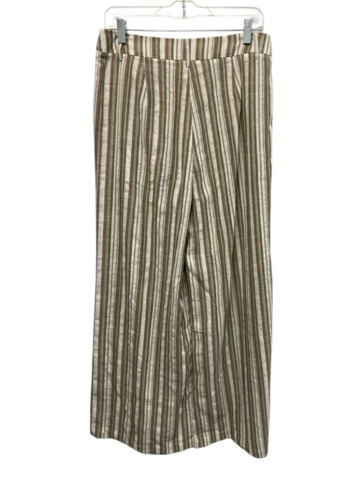 Commense Size L White, Green & Brown Cotton Blend Striped Vest Wide Leg Pant Set White, Green & Brown / L