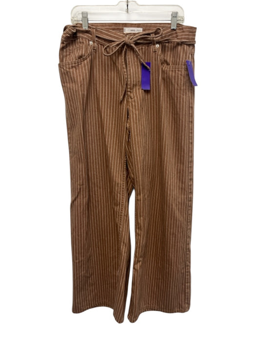 Mango Size 10 Brown & White Cotton Denim Pinstripe Button & Zip Fly Jeans Brown & White / 10