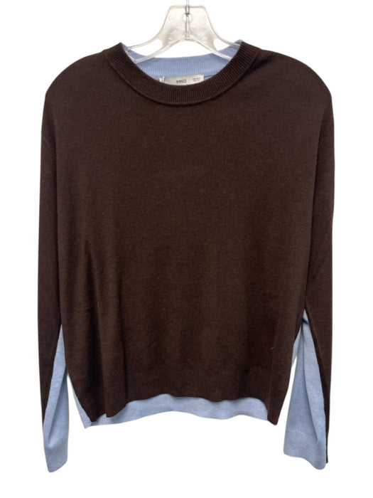 MNG by Mango Size S Brown & Blue Viscose & Polyester Color Block Sweater Brown & Blue / S