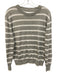 Lake Size M Gray & White Linen & Cotton Ribbed Detail Stripe Long Sleeve Sweater Gray & White / M