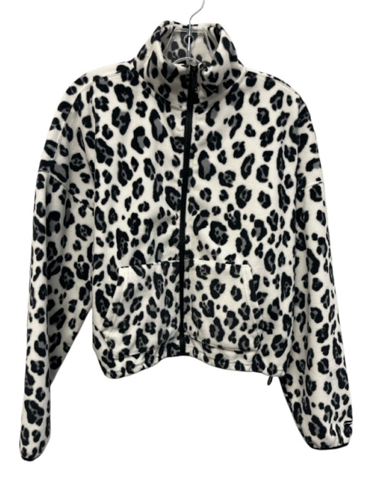 Fabletics Size S WHite, Black, Gray Polyester High Neck Animal Print Jacket WHite, Black, Gray / S