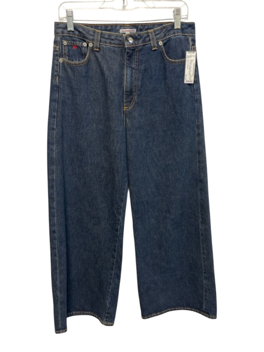 Frances Valentine Size 4 Dark Wash Cotton Denim High Rise Zip Fly Wide Leg Jeans Dark Wash / 4