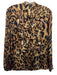 Escada Size 36 Gold, Brown & Black Silk Long Sleeve Animal Print Ruffles Top Gold, Brown & Black / 36