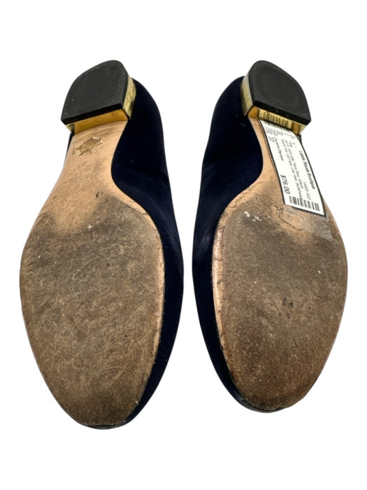Charlotte Olympia Shoe Size 37 Navy Blue Velvet Round Toe Cat Face Flats Navy Blue / 37