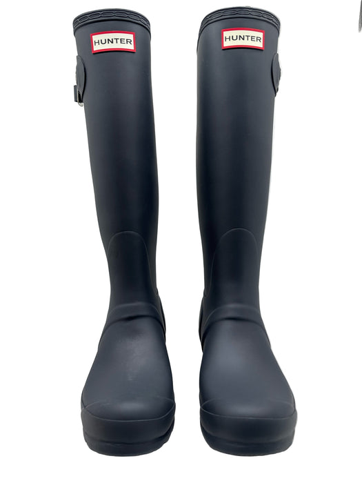 Hunter Shoe Size 7 Gray Rubber round toe Block Heel Below Knee Rainboots