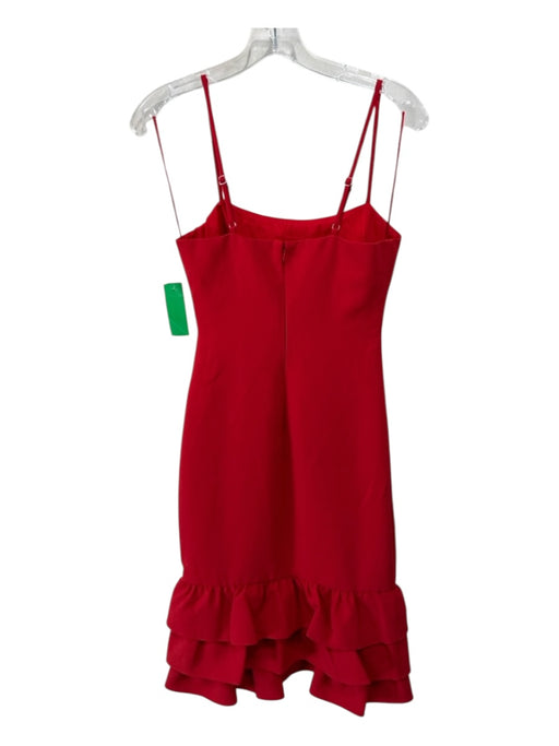 Likely Size 0 Red Polyester Blend Spaghetti Strap Back Zip Ruffle Hem Dress Red / 0